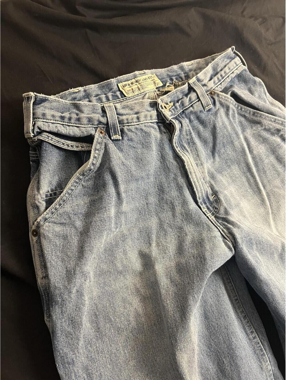 VTG Y2K Abercrombie & Fitch Men’s 32R Carpenter Jeans Wide Leg Baggy 30x30 - Picture 2 of 15